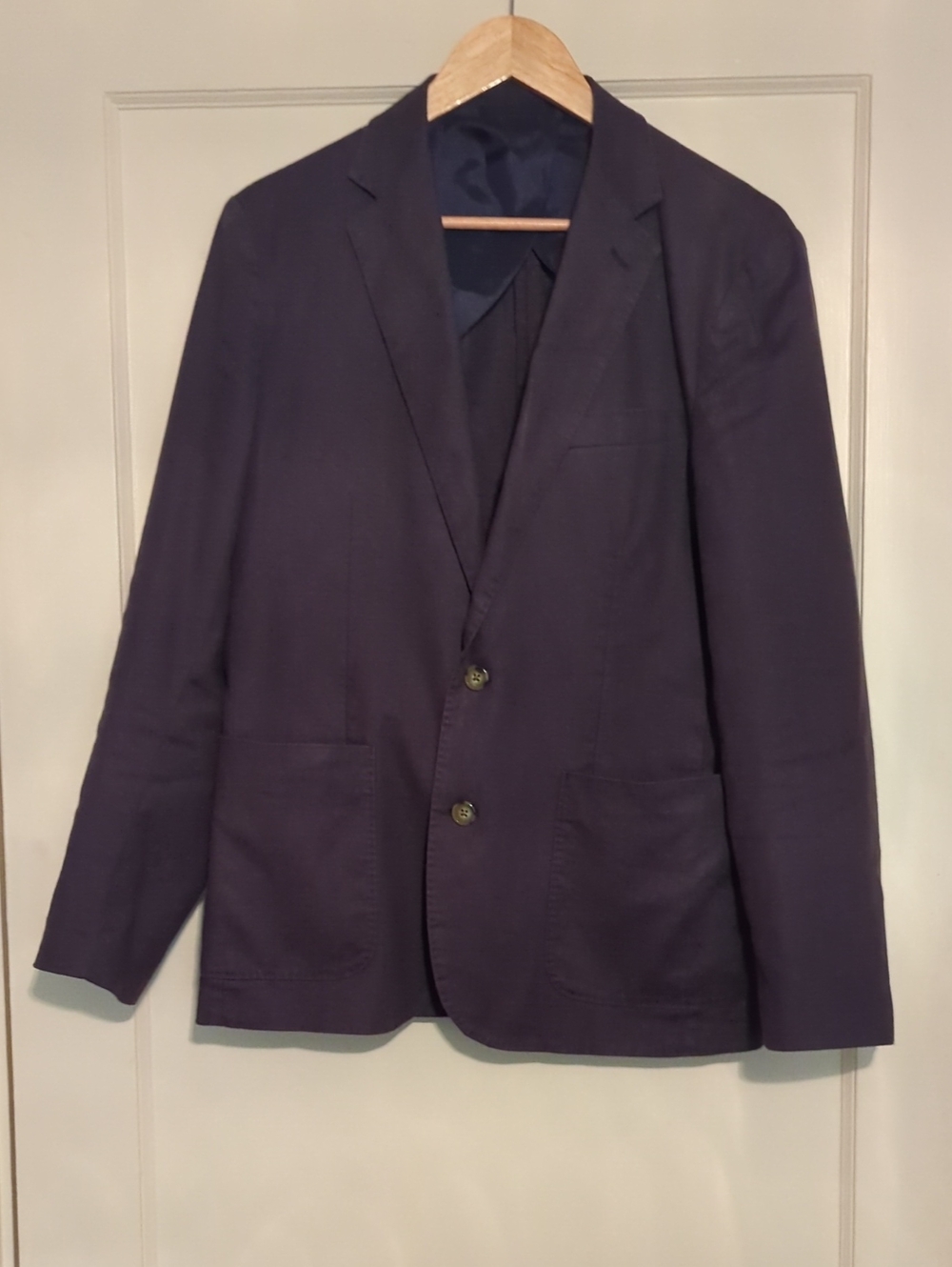 J. Crew Men's Dark Navy Two-Button Sport Coat Hemp/Cotton blend